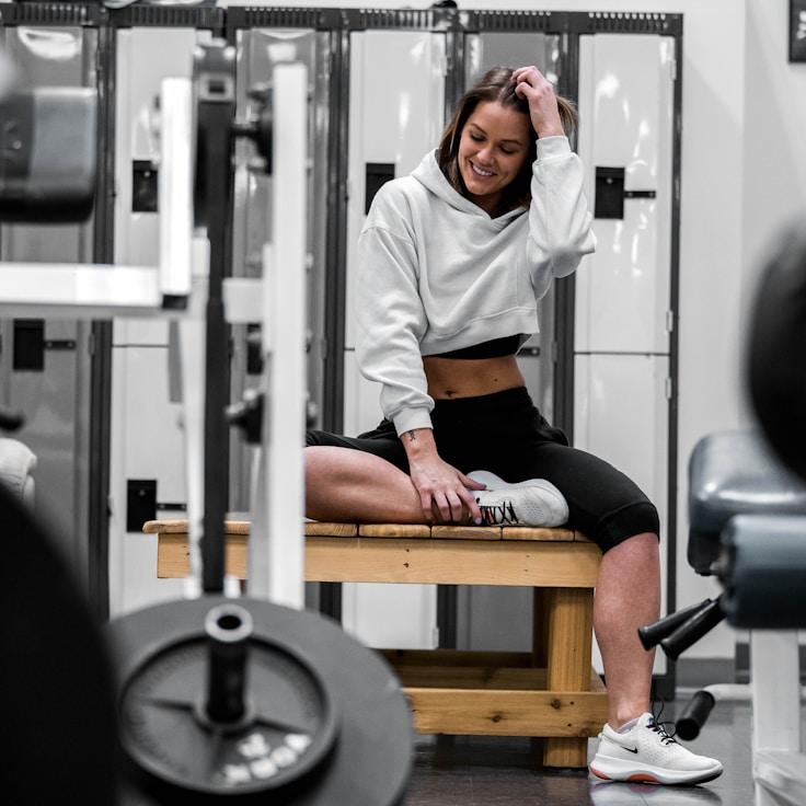 Interior of a professional gym with weight training equipment and mirrors